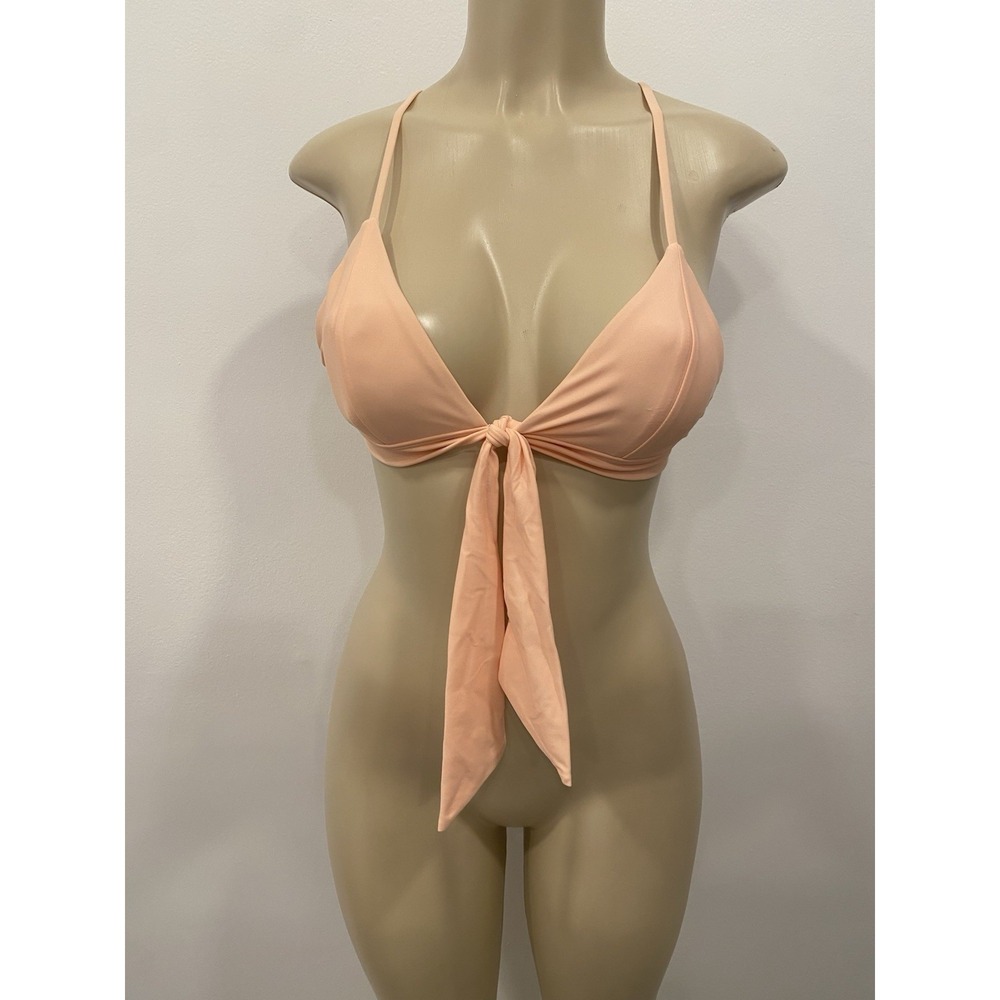 Ellejay Swimwear Bikini Top Peach Size Small Tie Front Top Only New With Tags